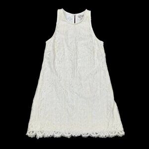 Xtraordinary White Crochet Lace Sleeveless Shift Dress Large Cottagecore Bridal